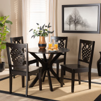 Baxton Studio Liese-Dark Brown-5PC Dining Set Liese Modern and Contemporary Transitional Dark Brown Finished Wood 5-Piece Dining Set